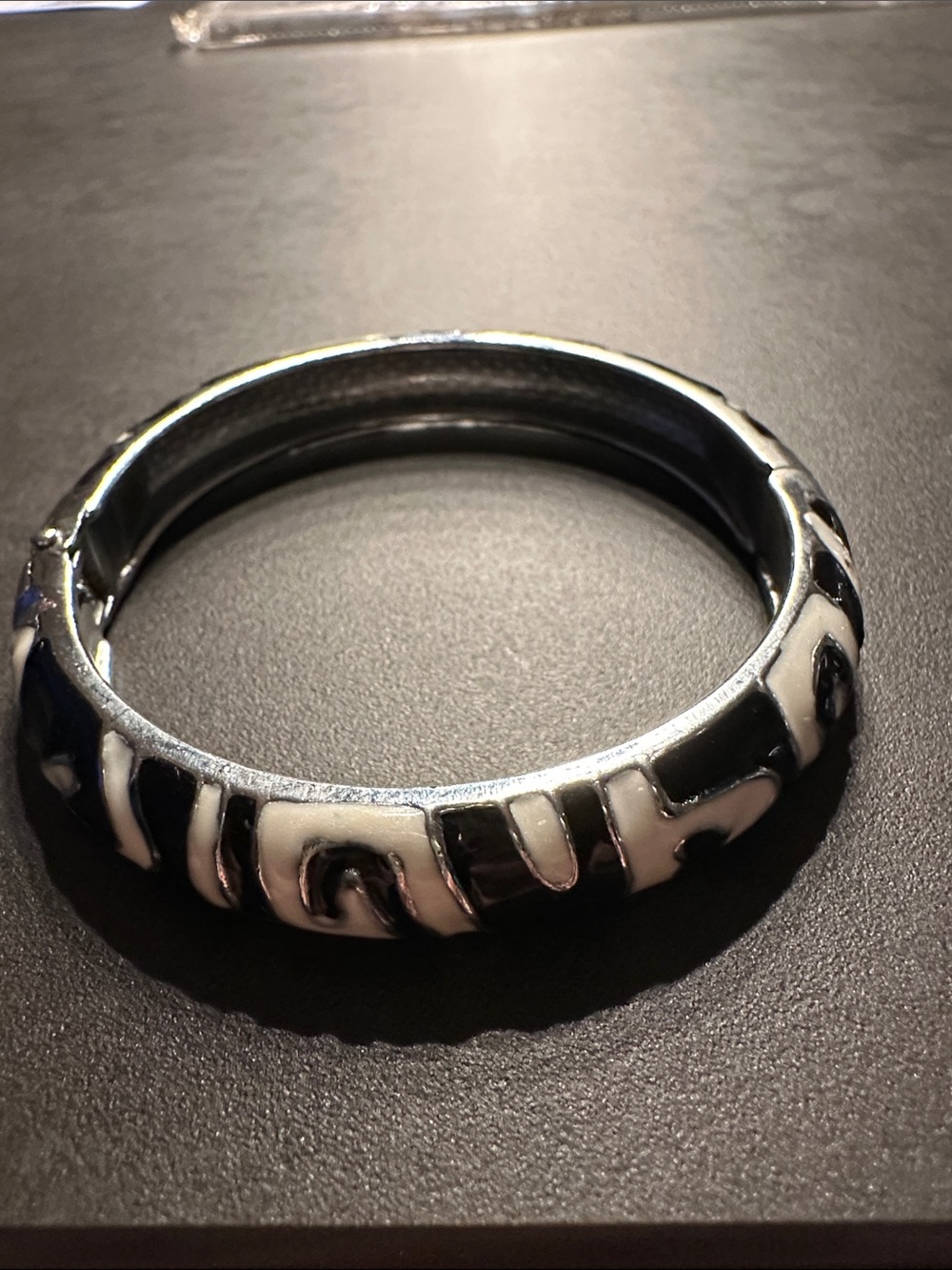 Black, White and Silver Swirl Resin Bangle